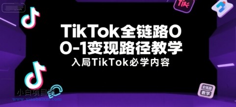 TikTok全链路0-1变现路径教学，入局TikTok必学内容-小白项目分享网