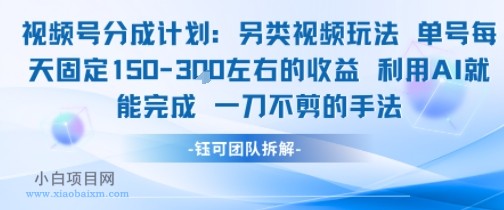 视频号分成另类视频玩法单号每天固定150左右的收益利用AI就能完成一刀不剪的手法-小白项目分享网
