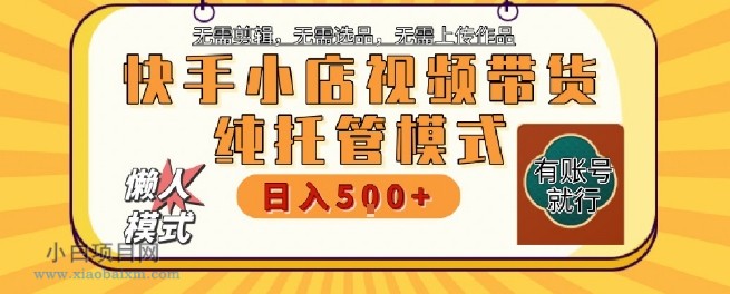 快手小店托管代运营，无需剪辑，无需选品，无需上传作品，全程无需操作，轻松月入5k+【揭秘】-小白项目分享网