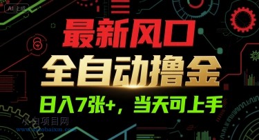 最新风口，全自动撸金，日入7张+，当天可上手【揭秘】-小白项目分享网