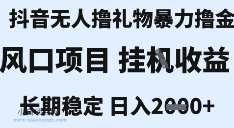 最新风口抖音无人暴力撸金技术，不违规不封号，一个小时收益2k+，小白当天拿结果【揭秘】-小白项目分享网