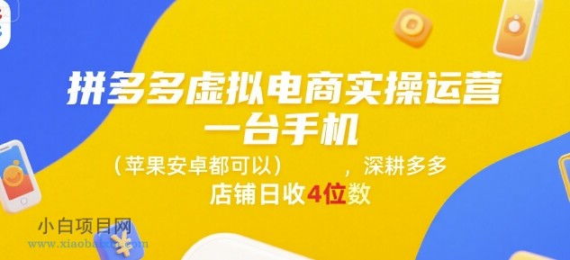 拼多多虚拟电商实操运营，一台手机(苹果安卓都可以)，深耕多多店铺日收4位数-小白项目分享网