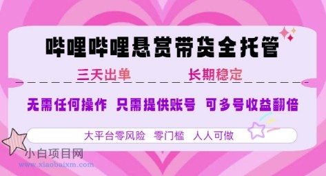 B站悬赏带货全托管，自测稳定，只需提供账号，无需基础，小白宝妈轻松上手，单日稳定3张【揭秘】-小白项目分享网