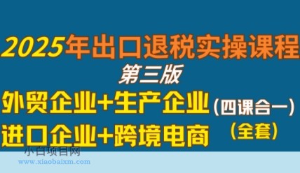 2025年出口退税实操课程，外贸企业+生产企业+进口企业+跨境电商-小白项目分享网