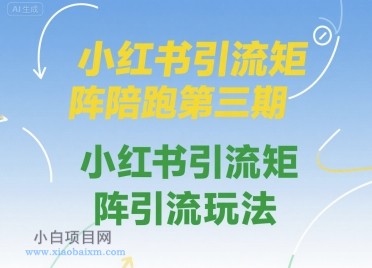 小红书引流矩阵陪跑第三期，小红书引流矩阵引流玩法-小白项目分享网