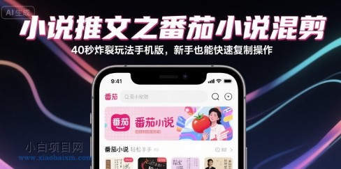 小说推文之番茄小说混剪40秒炸裂玩法手机版，新手也能快速复制操作-小白项目分享网