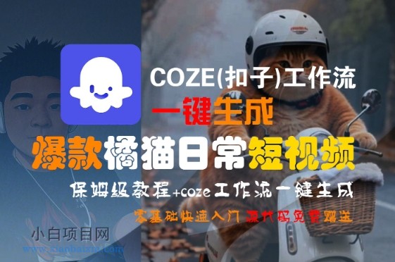 COZE(扣子)工作流一键生成爆款橘猫日常短视频，保姆级教程，零基础快速入门-小白项目分享网
