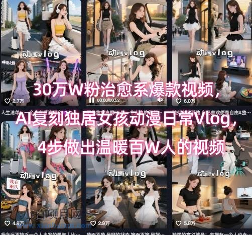 30万W粉治愈系爆款视频,AI复刻独居女孩动漫日常Vlog,4步做出温暖百W人的视频-小白项目分享网