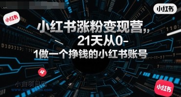 小红书涨粉变现营,21天从0-1做一个挣钱的小红书账号