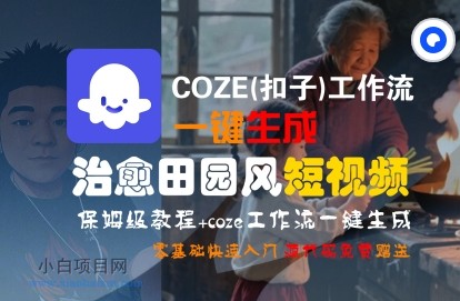 COZE(扣子)工作流一键在所治愈田园风短视频，保姆级教程，零基础快速入门-小白项目分享网