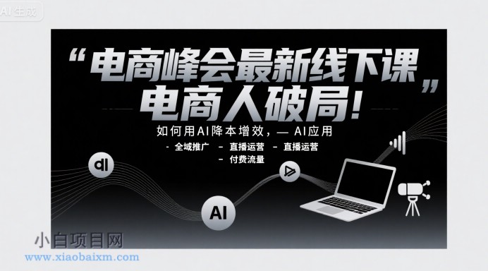 电商峰会最新线下课，电商人破局，如何用AI降本增效，AI应用-全域推广-直播运营-付费流量-小白项目分享网