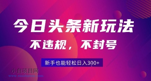 2025今日头条原创玩法5.0，不违规不封号，零门槛新手跟着做也能日入3张+-小白项目分享网