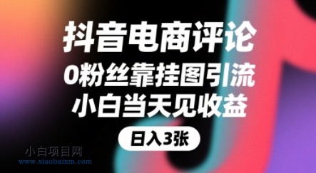 抖音电商评论，0粉丝靠挂图引流，被动挣抖音搜索佣金，小白当天见收益，还能躺挣下级评论增量收益-小白项目分享网