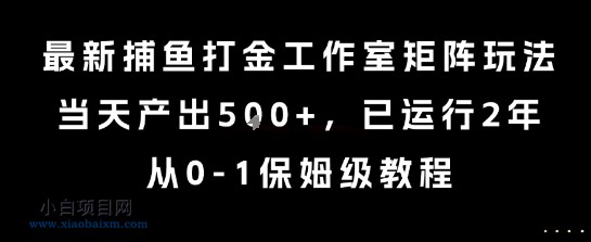 最新捕鱼打金工作室矩阵玩法，当天产出5张+，已运行2年，从0-1保姆级教程【揭秘】-小白项目分享网