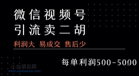 视频号卖二胡教程,利润大 易成交 售后少,一单利润5张+