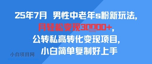 25年7月男性中老年s粉新玩法，月轻松变现3W+，公转私高转化变现项目，小白简单复制好上手-小白项目分享网