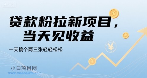 贷款粉拉新项目，当天见收益，一天搞个两三张轻轻松松【揭秘】-小白项目分享网