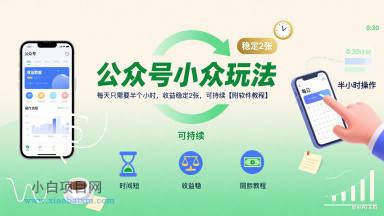 公众号小众玩法，每天只需要半个小时，收益稳定2张，可持续【附软件教程】-小白项目分享网