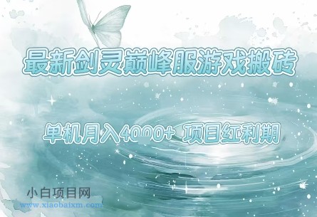 最新剑灵巅峰服游戏搬砖，项目红利期，单机稳定月入4k+操作简单好上手【揭秘】-小白项目分享网