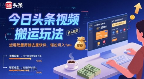今日头条视频搬运玩法，运用批量剪辑去重软件，轻松月入1w+-小白项目分享网