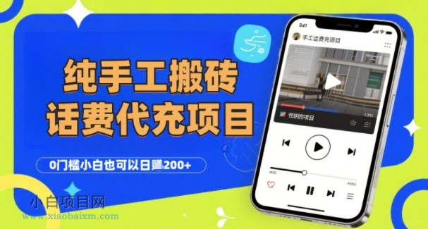 纯“手工搬砖”话费会员代充项目，零门槛小白也可以日入2张+，工作室可以复制扩大-小白项目分享网