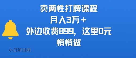 卖两性打牌课程，月入3W+外边收费899的课程，这里0元，悄悄做-小白项目分享网