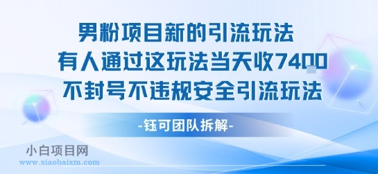 男粉项目新的引流玩法有人通过这玩法当天收了7.4k不封号不违规安全引流玩法-小白项目分享网