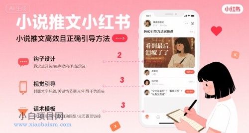 小说推文小红书高转化引导方法实操课,小说推文高效且正确引导方法