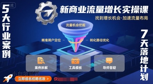 新商业流量增长实操课，找到增长机会，加速流量布局-小白项目分享网