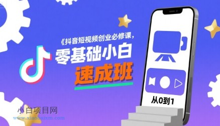 抖音短视频创业必修课，零基础小白速成班-小白项目分享网