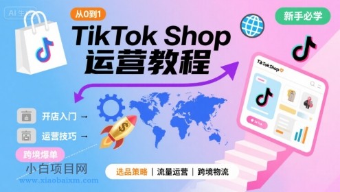 TikTok Shop从0到1运营教程，TikTok跨境电商新手必学课程-小白项目分享网