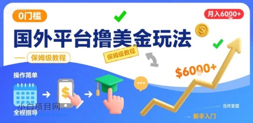 国外平台撸美金玩法，操作简单，0门槛，当月搞了6k+，保姆级教程【揭秘】-小白项目分享网