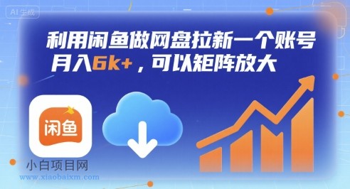利用闲鱼做网盘拉新一个账号，月入6k+，可以矩阵放大-小白项目分享网