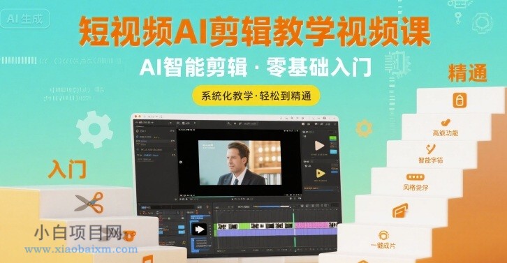 短视频AI剪辑教学视频课，入门到精通-小白项目分享网