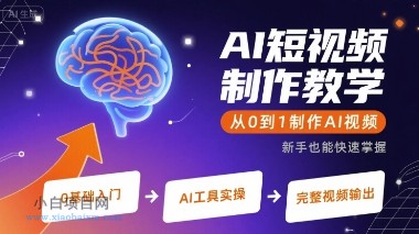 AI短视频制作教学，从0到1制作AI视频-小白项目分享网