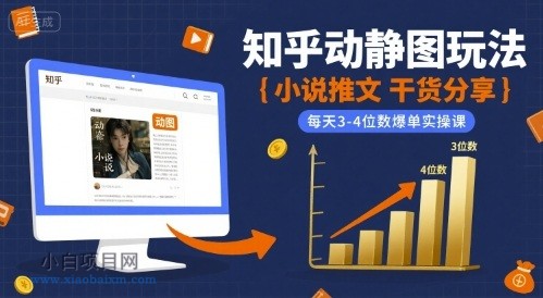 小说推文干货分享之知乎动静图玩法，每天3-4位数爆单实操课-小白项目分享网
