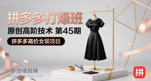 拼多多打爆班原创高阶技术第45期，拼多多高价女装项目-小白项目分享网