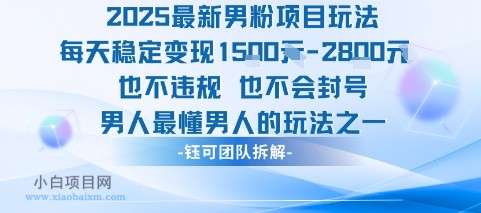 2025最新男粉项目玩法每天变现1k+也不违规也不会封号男人最懂男人的玩法-小白项目分享网