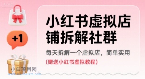 小红书虚拟店铺拆解社群，每天拆解一个虚拟店，简单实用(赠送小红书虚拟教程)-小白项目分享网