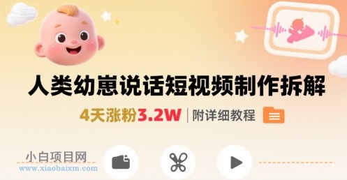拆解人类幼崽宝宝要说话短视频制作，4天涨粉3.2W，附详细教程-小白项目分享网
