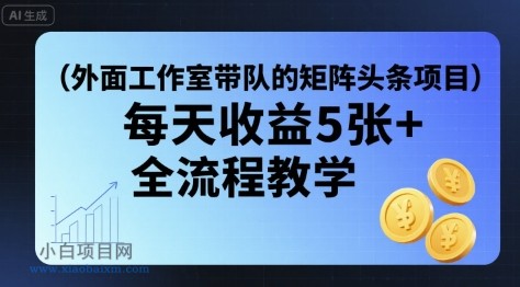外面工作室带队的矩阵头条挂G项目，每天收益5张+，全流程教学【附全套工具】-小白项目分享网