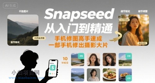 Snapseed从入门到精通，手机修图高手速成，一部手机就能修出摄影大片-小白项目分享网