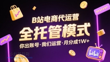 B站电商代运营，全托管模式，你出账号，我们来运营，每月分成1W+【揭秘】-小白项目分享网