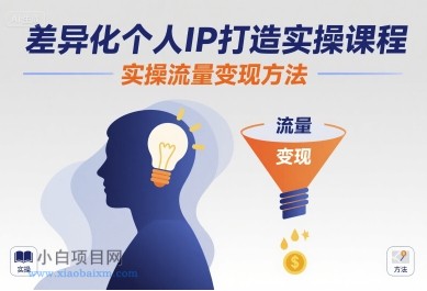 差异化个人IP打造实操课程，实操流量变现方法-小白项目分享网