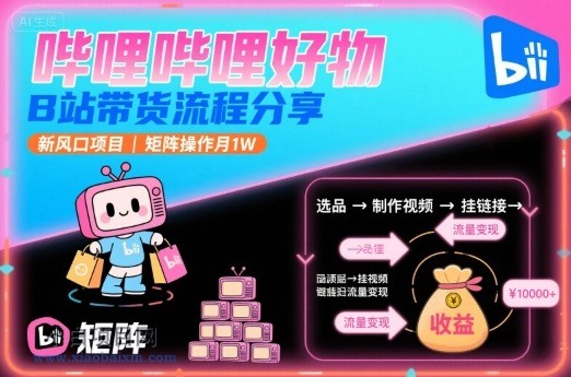 哔哩哔哩好物，B站带货流程分享，新风口项目，矩阵操作月1W-小白项目分享网