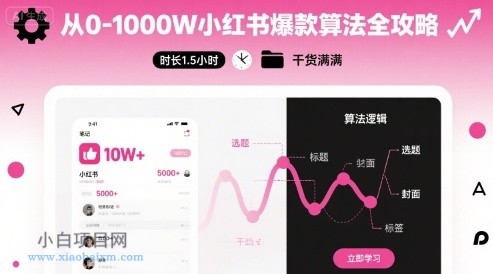 从0-1000W小红书爆款算法全攻略，时长1.5小时，干货满满-小白项目分享网