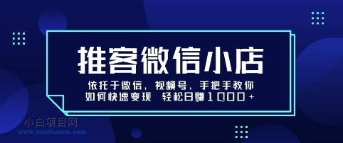 推客微信小店依托于微信、视频号，手把手教你如何快速变现 轻松日入1k+【揭秘】-小白项目分享网