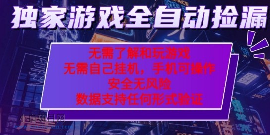 游戏全自动捡漏项目，最新独家玩法，每天操作几十分钟，无任何难度，当天见收益【揭秘】-小白项目分享网