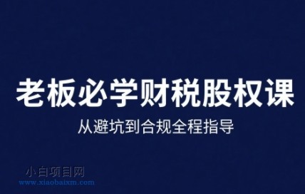 25年企业财税与股权实战课，从避坑到合规全程指导-小白项目分享网