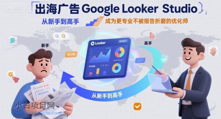 出海广告Google Looker Studio从新手到高手，成为更专业不被报告折磨的优化师-小白项目分享网